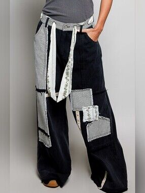 #1733 POL Midnight Patchwork Boho Pants